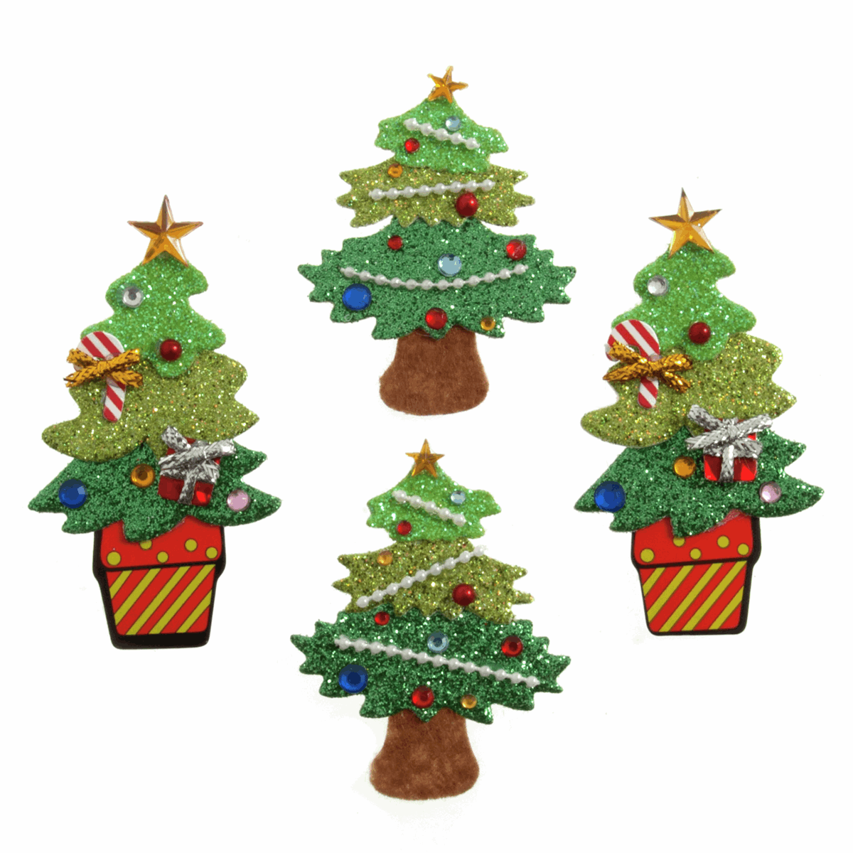 Trimits Craft Embellishments - Glitter Christmas Trees (Pack of 4)