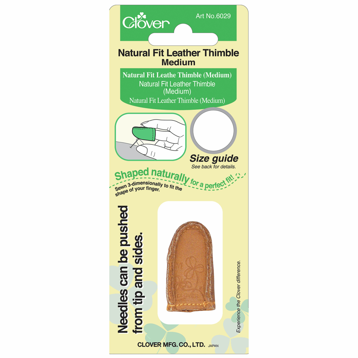 Clover Medium Leather Natural Fit Thimble