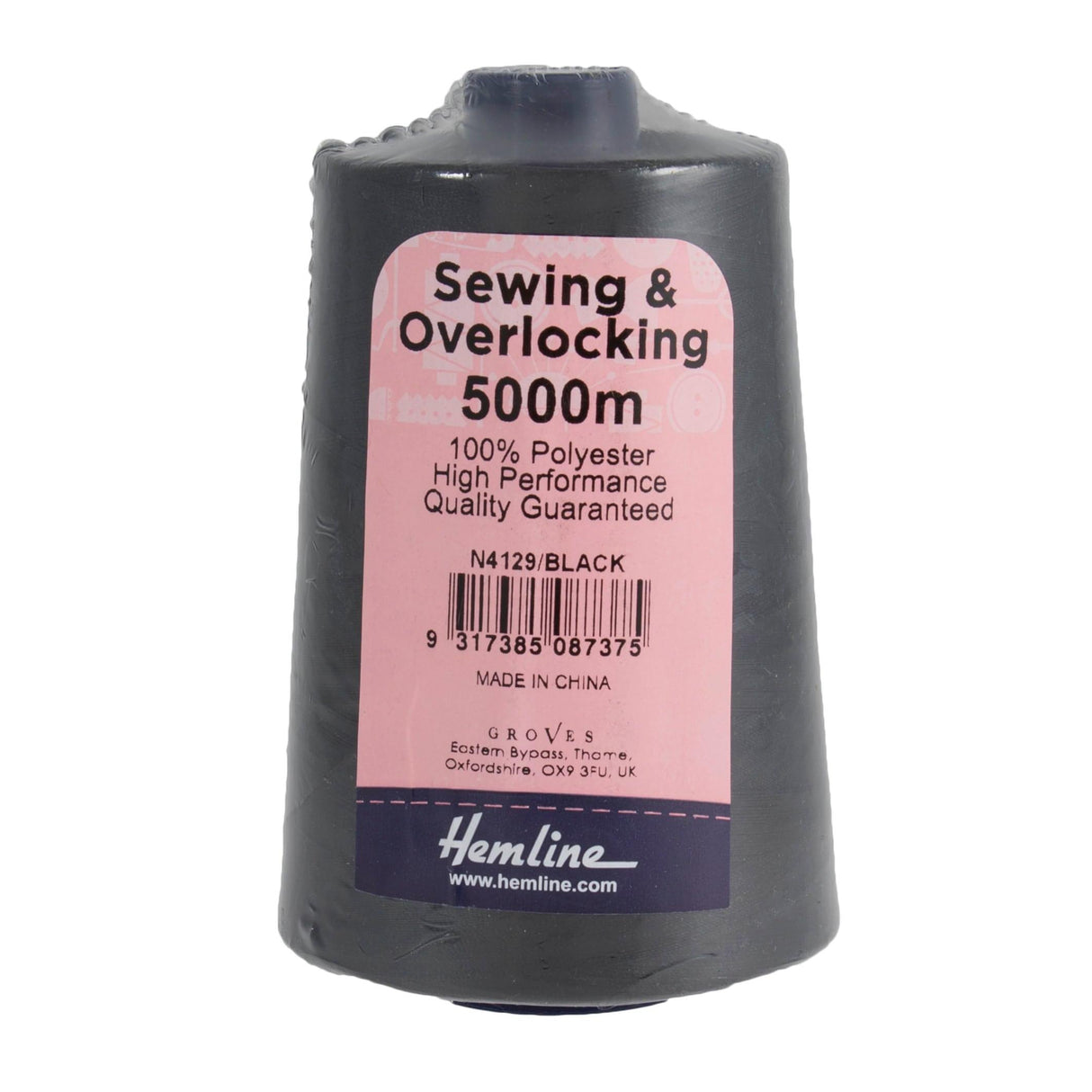 Large Overlocker Thread Cone 5000m - Black