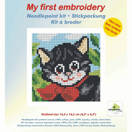 My First Embroidery Needlepoint Kit - Pussy Cat